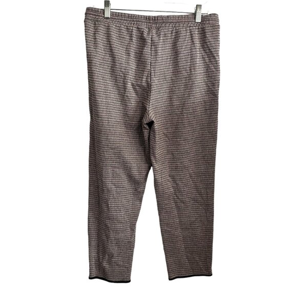 ZARA HOUNDSTOOTH PANTS WOMENS LARGE RED BLACK WHITE ELASTIC PULL ON WAIST TROUSE - Picture 2 of 7